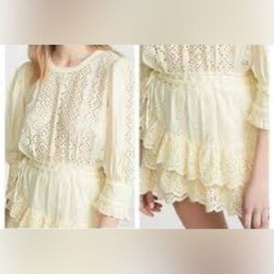 LoveShackFancy Butter Yellow Eyelet Blouse